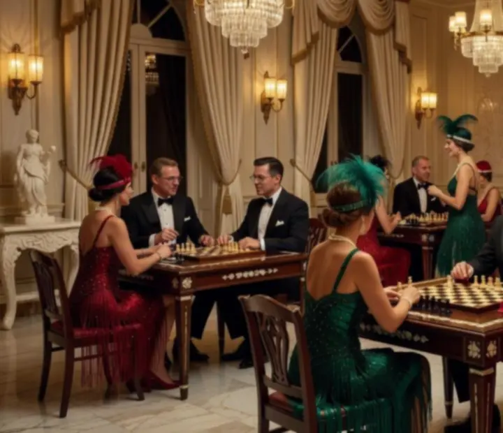 Elegancka gala firmowa inspirowana latami dwudziestymi z rozświetlonymi stołami